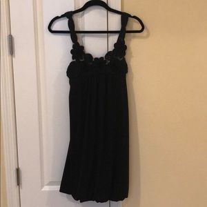 Bubble bottom rose accent black dress